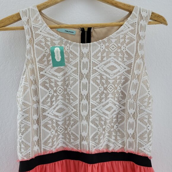 NEW Maurices Dress Womens 11 / 12 Citrus Tulle Cream Lace Lined NWT - Picture 4 of 11